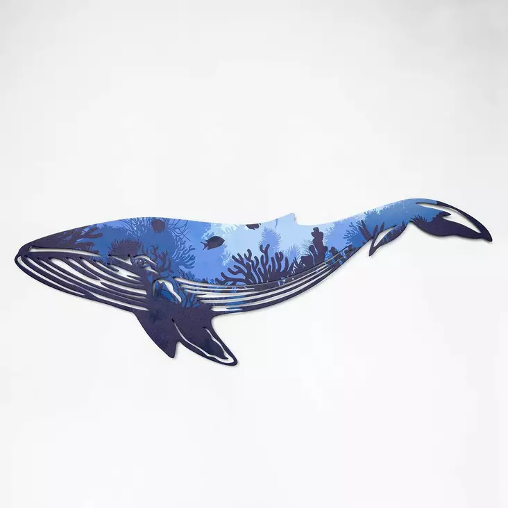 Väggdekor Metall Wallity Reef Whale Flerfärgad Metall 31x94 cm - Dekorationer, prydnadsföremål - 8683743426553 - 1
