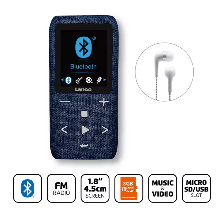 MP3/MP4-spelare med Bluetooth® 8 GB Micro SD-kort Blå - Radioapparater - 8711902042723 - 1