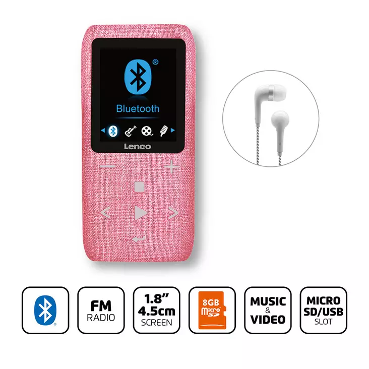MP3/MP4-spelare med Bluetooth® 8 GB Micro SD-kort Rosa - Radioapparater - 8711902042693 - 1