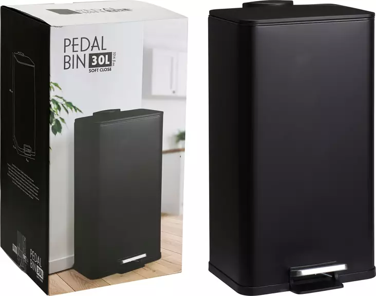 Svart pedalhink 30 liter med soft close - Soptunnor - 8721037796613 - 1