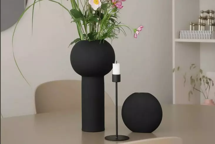 Vas Aberto Design CY0217 Svart Keramik 13x27x13 cm - Hängande blomkrukor och vaser - 8684282980063 - 1
