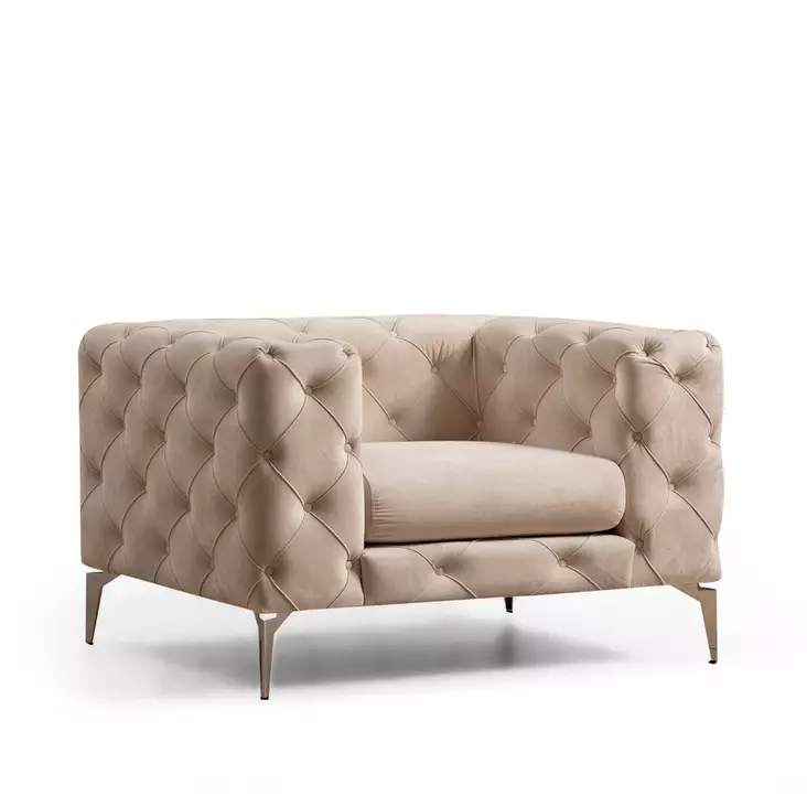 Öronlappsfåtölj Atelier del Sofa Como Ecru Polyester 108x90x70 cm - Fåtöljer - 8683342529013 - 1