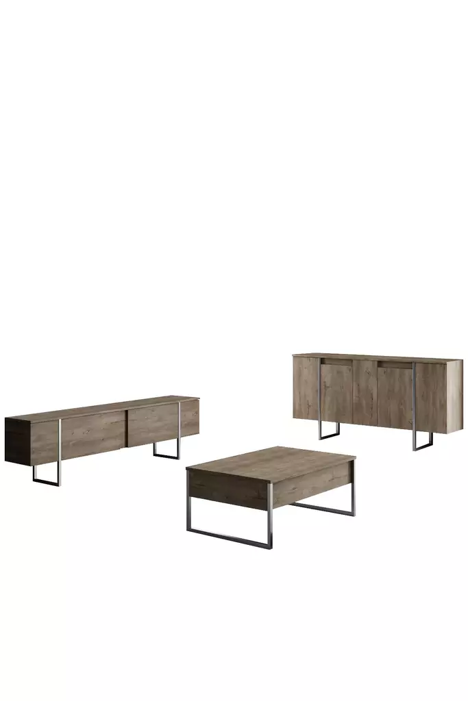 Vardagsrumsmöbelset Hanah Home Luxe Valnöt Spånskiva 180x30x50 90x60x40 160x35x80 cm - Möbler - 8684282832423 - 1