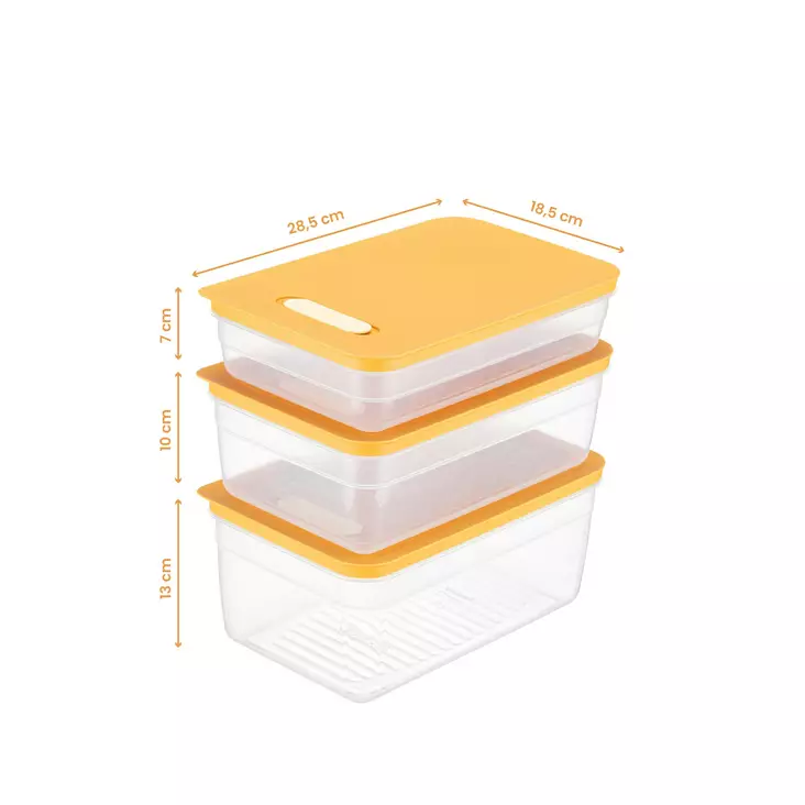 Förvaringslåda Set Hermia Orange Plast 3 Delar - Matlådor och matförvaringsbehållare - 8684282978183 - 1