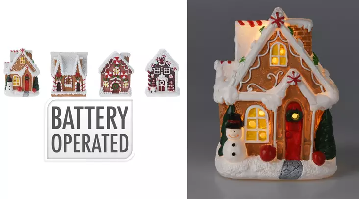 Piparkakkutalo LED-valolla, 10 cm - Juldekorationer och textilier - 8721037052443 - 1