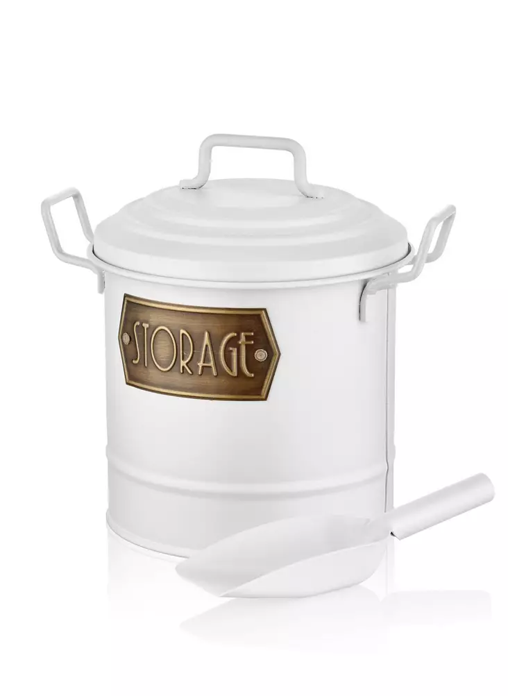 Förvaringsburk Hermia Vit Galvaniserad Metall 2 Delar - Serveringsfat - 8682870226043 - 1