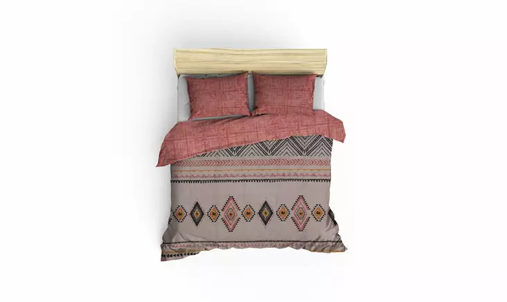 Ranforce påslakanset för dubbelsäng, röd, gul, vit, svart, 200 x 220 cm, mjukt, lättskött - Lakan och örngott - 8681875766523 - 1