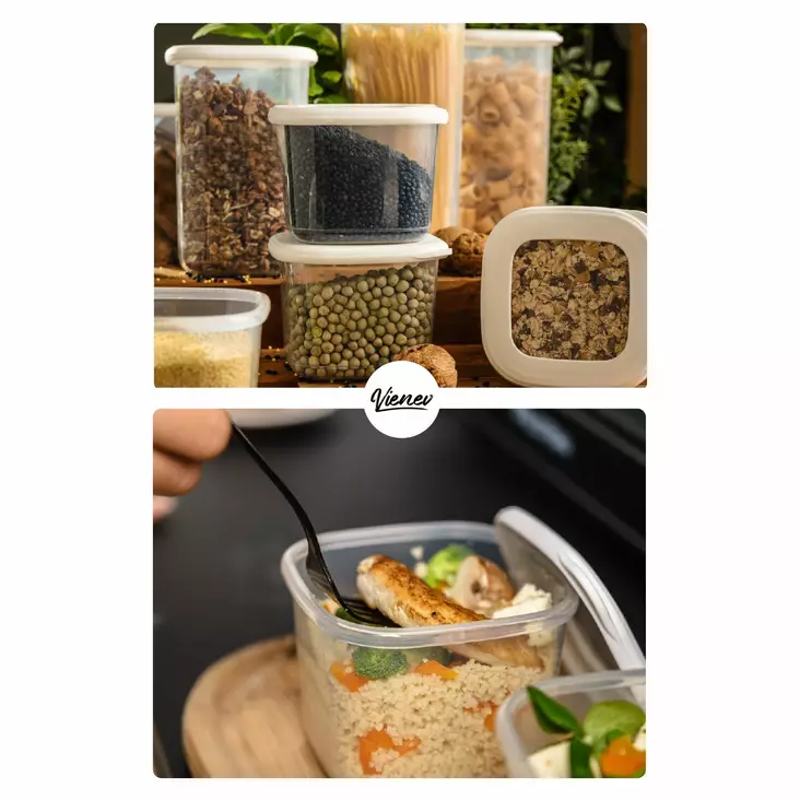 Set med förvaringslådor (15 delar), vit, 10 x 10 x 9,5 cm / 550 ml, hållbar, praktisk, estetisk - Plastlådor och förvaringslådor - 8683742869313 - 1