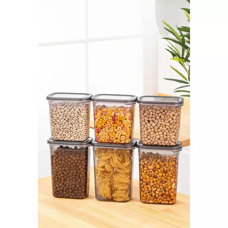 Förvaringslådeset (6 delar), antracit, 14 x 14 x 10 cm, 10,5 x 10,5 x 9 cm, hållbar - Plastlådor och förvaringslådor - 8683742868903 - 1