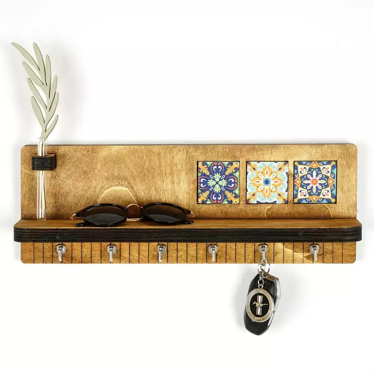 Vägghylla Wallity Valnöt Canvas 40x14x8 cm - Vägghyllor - 8684282095613 - 1