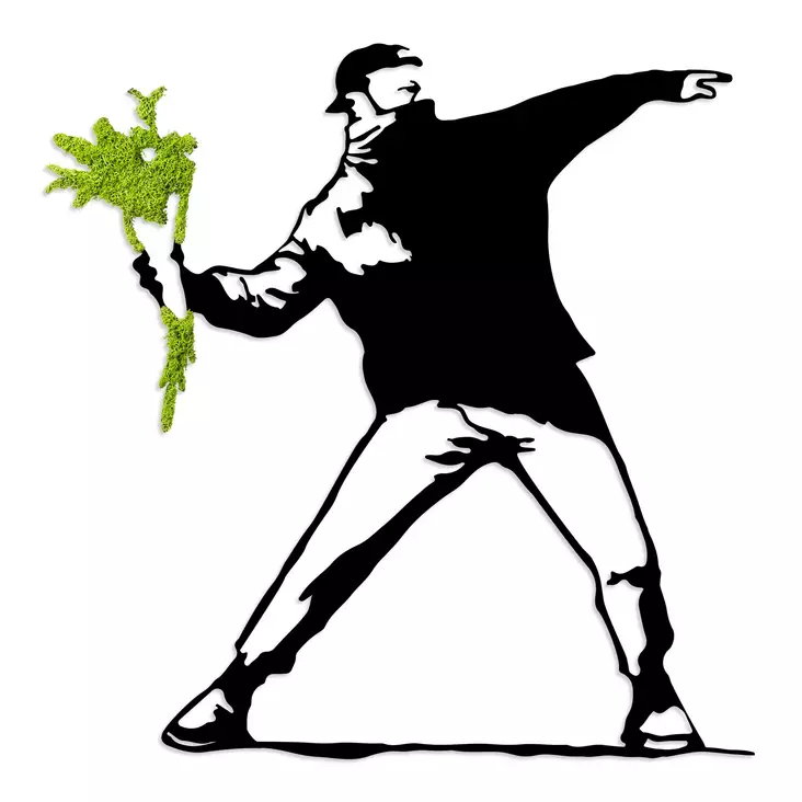 Väggdekor Metall Wallity Moss - Flower Gang Ljusgrön/Svart Metall 70x69 cm - Dekorationer, prydnadsföremål - 8684282696193 - 1