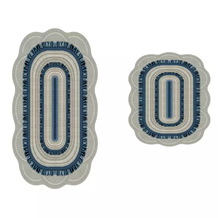 Badrumsmatta Set Mijölnir Blå 100% Polyester Halkfri Antibakteriell Maskintvättbar 50x60 cm & 60x100 cm - Badrumsmattor och våtrumsmattor - 8682870989603 - 1