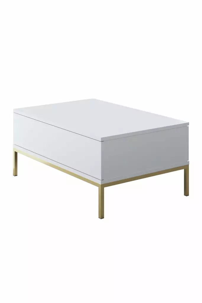 Soffbord Hanah Home Lord Vit Guld Spånskiva 90x40x60 cm - Soffbord - 8684282484073 - 1
