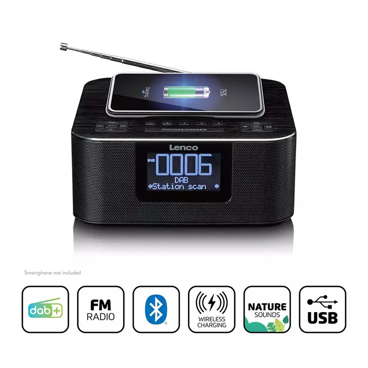Stereoklockradio med DAB+ FM Bluetooth® trådlös laddning - Radioapparater - 8711902073253 - 1