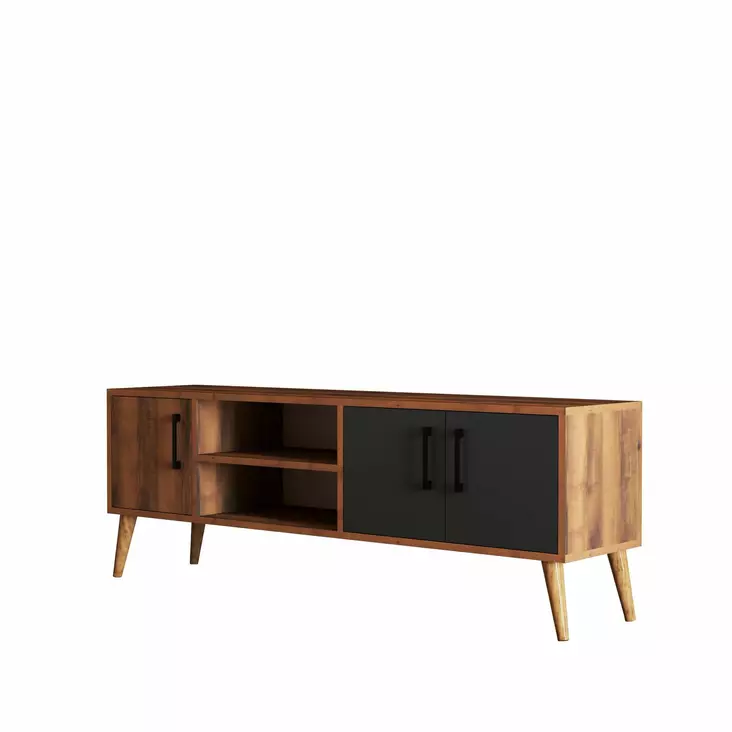 TV-bänk Hanah Home Exxen Valnöt Antracit Spånskiva 150x52x34 cm - TV-bänkar - 8683743041923 - 1