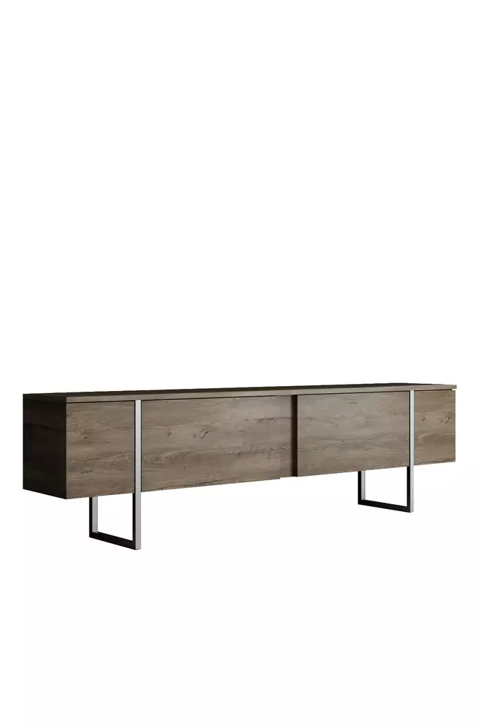 TV-bänk Hanah Home Luxe Valnöt Silver Spånskiva 180x30x50 cm - TV-bänkar - 8684282832393 - 1