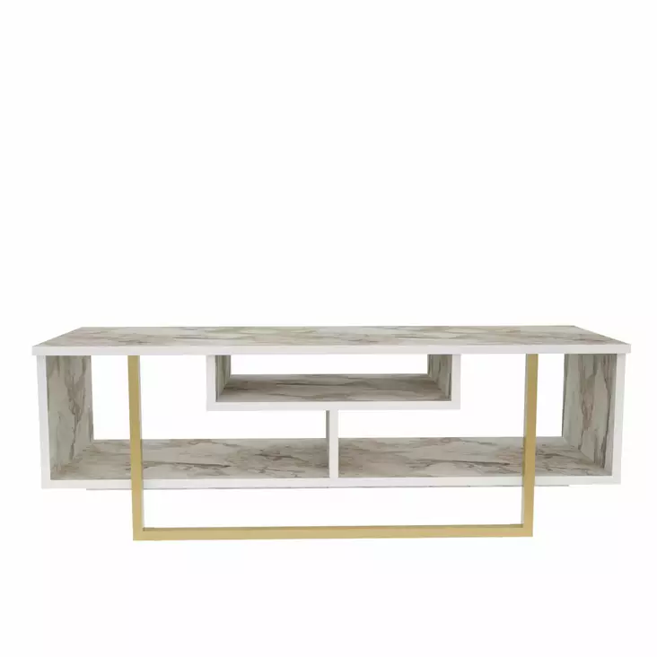 TV-bänk Hanah Home Asal 120 Vit Guld Spånskiva 120x35,2x40,2 cm - TV-bänkar - 8683743121823 - 1