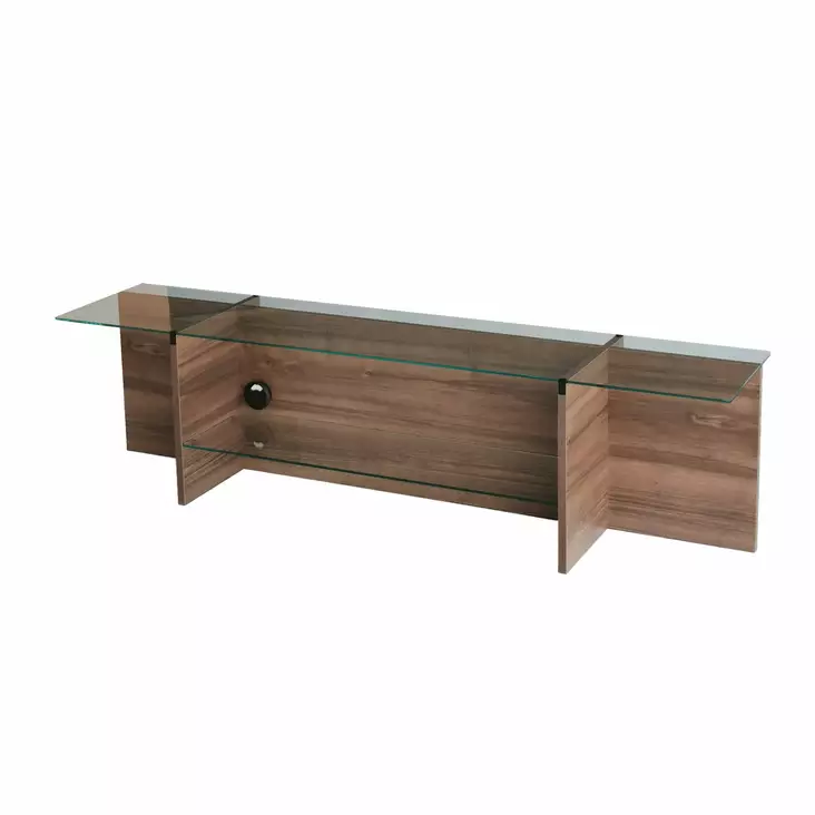 TV-bänk Hanah Home Escape TV Valnöt Spånskiva Härdat Glas 158x40x35 cm - TV-bänkar - 8683342979153 - 1