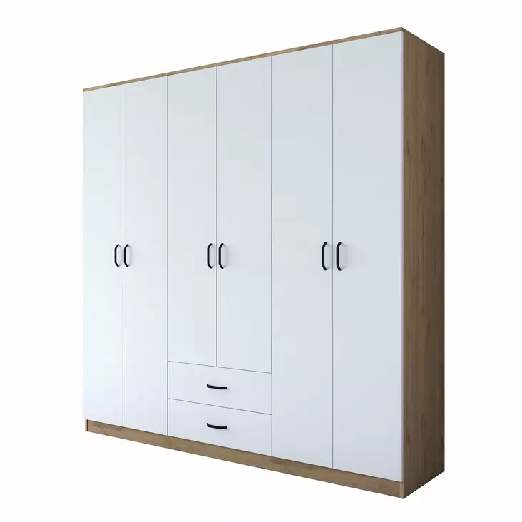 Garderob Hanah Home BA111 Valnöt Vit Spånskiva 210x210x51,5 cm - Garderober - 8683743323753 - 1