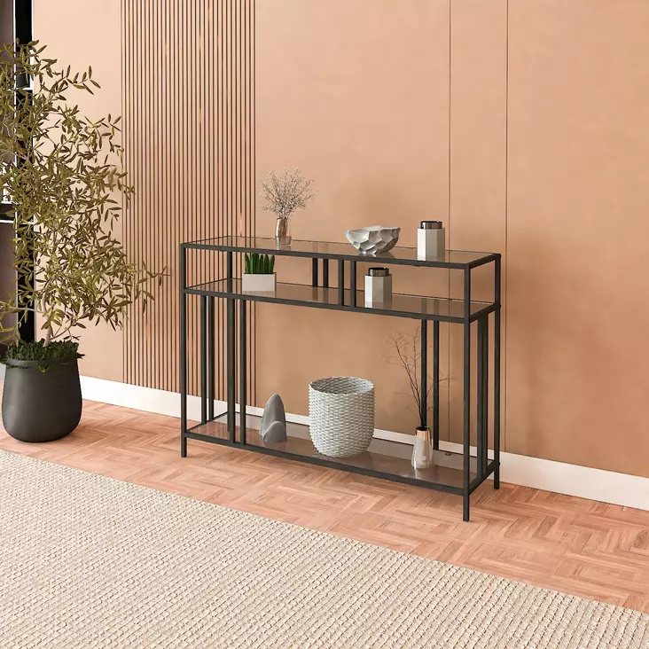 Sideboard Hanah Home Venedik Svart Härdat Glas 100x30x78 cm - Byråer och skåp - 8684283206803 - 1