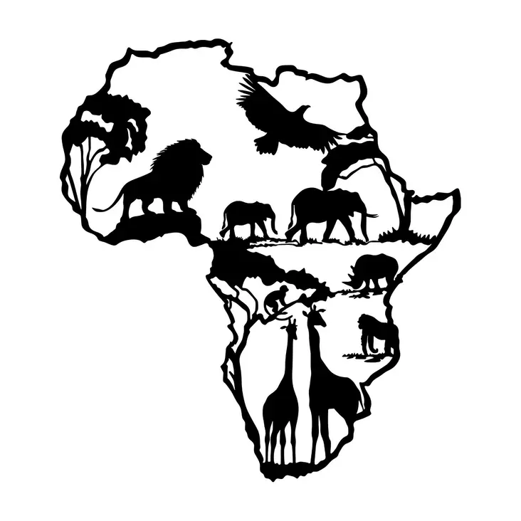 Väggdekor Metall Wallity African Black Metall 52x57 cm - Dekorationer, prydnadsföremål - 8683342111973 - 1
