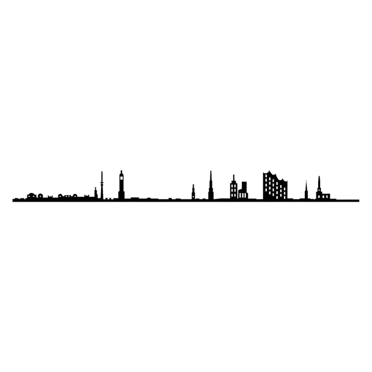 Väggdekor Metall Wallity Hamburg Skyline Svart Metall 120x11 cm - Dekorationer, prydnadsföremål - 8683342204293 - 1