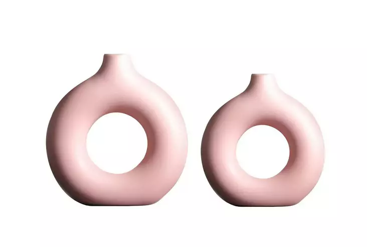 Vas Aberto Design Iskandinav Halka Rosa Keramik 15x4x20 cm 15x4x16 cm - Hängande blomkrukor och vaser - 8684282698333 - 1