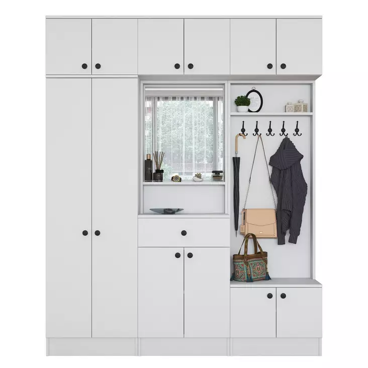 Hallmöbel Hanah Home EA104 Vit Spånskiva 179,6x226,4x37,5 cm - Hallskåp - 8683743764563 - 1