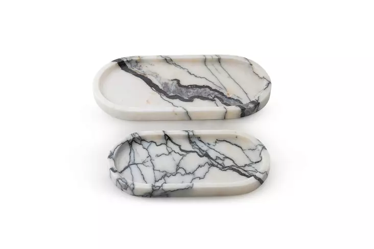 Badrumsbricka Set Mijölnir Vit 100% Sicily Lila Marmor 30x15 cm & 25x12 cm - Badrumstillbehör - 8684283055463 - 1