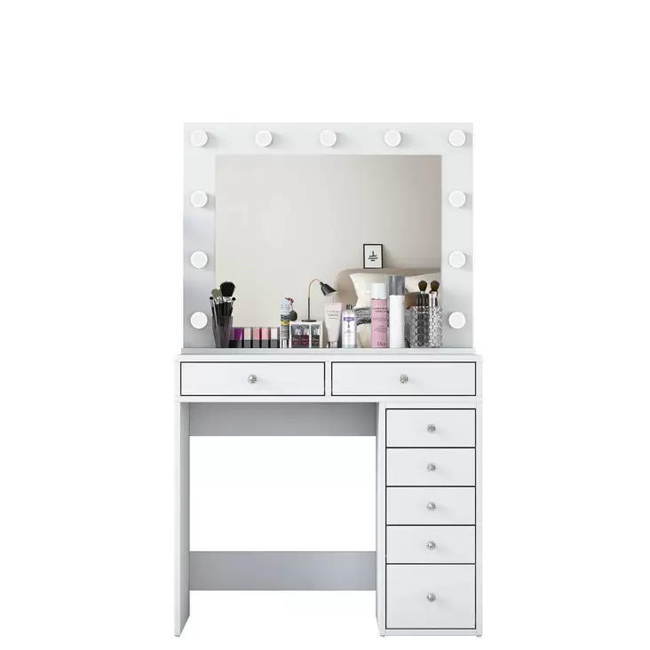 Sminkbord Hanah Home BJ115 Vit Spånskiva 90x153,4x44,5 cm - Toalettbord - 8684282480723 - 1