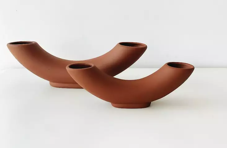 Vas Set Aberto Design CY0199 Tegelröd Keramik 27x4x8 cm 36x5x10 cm - Hängande blomkrukor och vaser - 8684282979883 - 1
