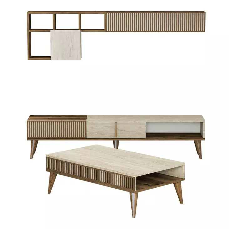 Vardagsrumsmöbelset Hanah Home Milan Valnöt Spånskiva 180x40x35 cm - Möbler - 8684283020843 - 1