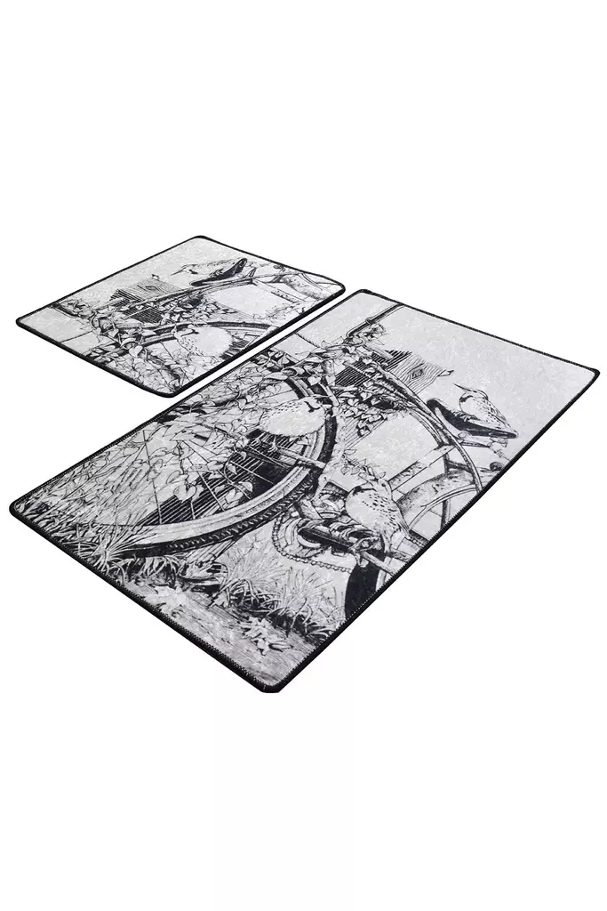Badrumsmatta Set Mijölnir Flerfärgad 100% Polyester Antibakteriell Halkfri Maskintvättbar 50x60 cm & 60x100 cm - Badrumsmattor och våtrumsmattor - 8681875588613 - 1