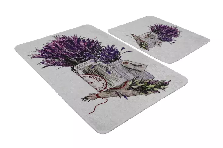 Badrumsmatta Set Mijölnir Flerfärgad 100% Polyester Antibakteriell Halkfri 50x60 cm & 60x100 cm - Badrumsmattor och våtrumsmattor - 8681875897913 - 1