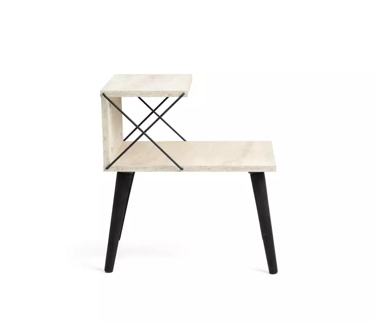 Sängbord Hanah Home Cross Travertin Svart Spånskiva 50x55x40 cm - Nattduksbord - 8684283111183 - 1