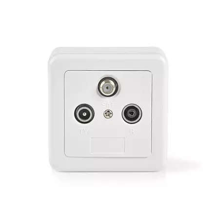 Antenn slut box | 1x F-Connector Female / 1x IEC Connector Female / 1x IEC Connector Male | 75 Ohm | Returväg | Silver / Vit - Tillbehör - 5412810298334 - 1