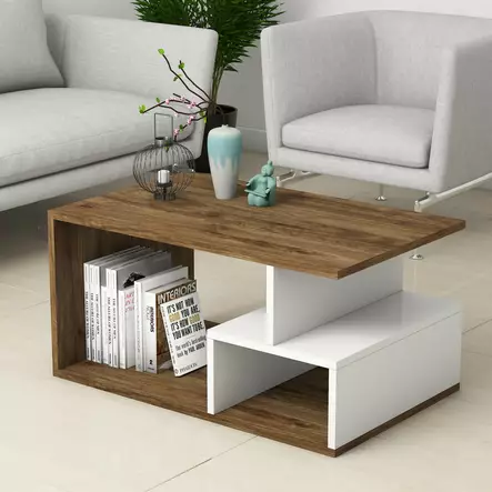 Soffbord Hanah Home Arte 2042 Mörk Valnöt Vit Spånskiva 90x42x54 cm - Soffbord - 8682870764194 - 1