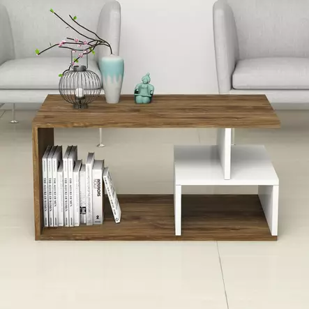 Soffbord Hanah Home Arte 2042 Mörk Valnöt Vit Spånskiva 90x42x54 cm - Soffbord - 8682870764194 - 2