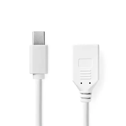 Mini Displayport-kabel | DisplayPort 1.2 | Mini DisplayPort Hane | DisplayPort Hona | 21.6 Gbps | Nickelplaterad | 0.20 m | Rund | PVC | Vit | Låda - Dator och nätverk - 5412810420964 - 1