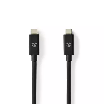 USB-kabel | USB 4.0 Gen 2x2 | USB-C Hane | USB-C Hane | 240 W | 8K@60Hz | 20 Gbps | Nickelplaterad | 2.00 m | Rund | PVC | Svart | Kuvert - Dator och nätverk - 5412810413614 - 1