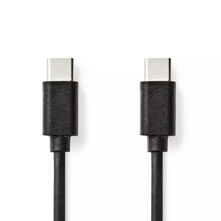 USB-kabel | USB 2.0 | USB-C Hane | USB-C Hane | 60 W | 480 Mbps | Nickelplaterad | 2.00 m | Rund | PVC | Svart | Label - Mobiltelefoner - 5412810481194 - 1