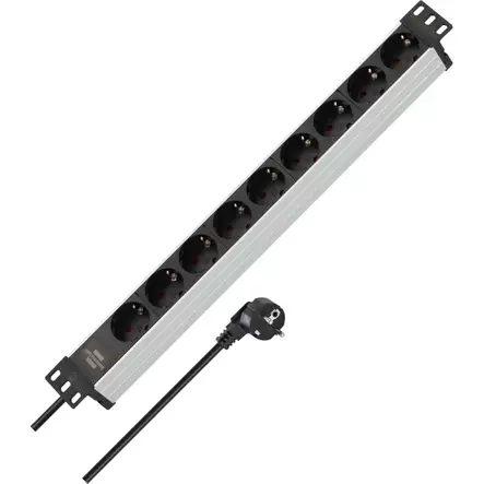 Alu-Line 19" uttag 9-vägs Svart TYPE F - Förlängningskablar - 4007123592104 - 1