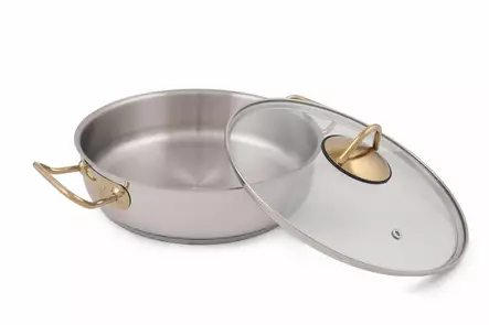 Taksats (2 delar), guld, 26 x 26 x 8 cm, hållbar, lätt att rengöra - Kastruller och grytor - 8683742034674 - 1