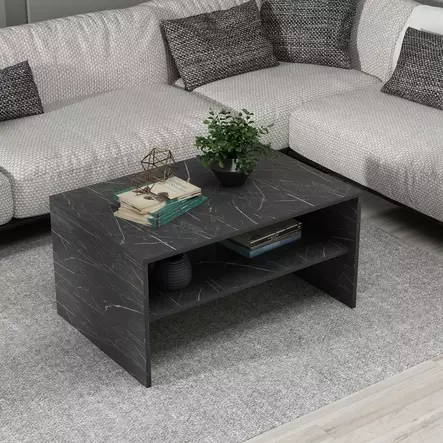 Soffbord Hanah Home Apollon Svart Marmormönster Spånskiva 90x46,8x45 cm - Soffbord - 8684282905554 - 2