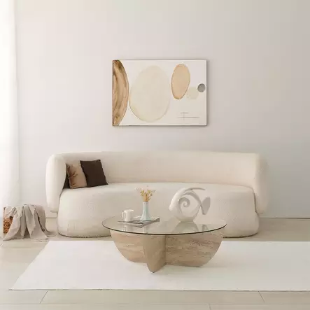 Soffbord Hanah Home Lily Travertin Glas Spånskiva 90x30 cm - Soffbord - 8684283059164 - 2
