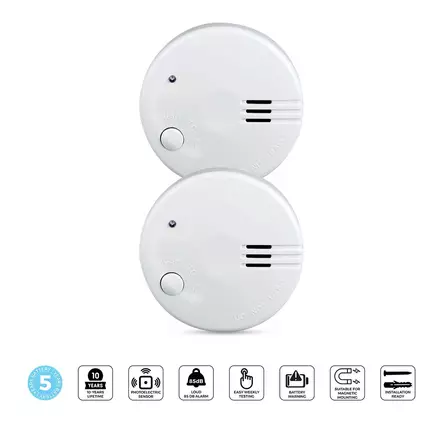 Minirökdetektor med 5 års batteri 2-pack Vit - Brandvarnare och kolmonoxidvarnare - 8711902089384 - 1