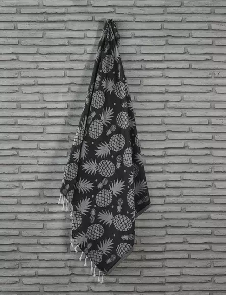 Fouta Mijölnir Antracit Ananasmönster 100% Bomull 100x180 cm - Handdukar - 8683342757324 - 2