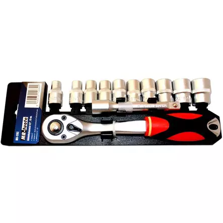 Hylsnyckelsats med spärrskaft 1/2", 12 delar - Hylsor och hylsats - 6430032156644 - 1