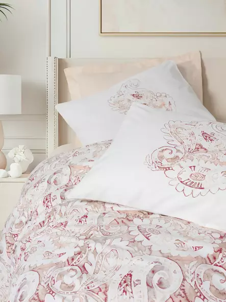 Renforcé-påslakanset för dubbelsäng, laxrosa, 200 x 220 cm, mjukt, hållbart, lättskött - Lakan och örngott - 8684283716104 - 2