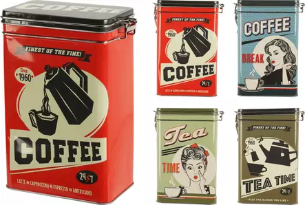 Kaffeburk eller teburk i metall med retrodesign - Kaffe- och teserviser - 8720573847384 - 1